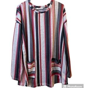 NEW twelve months striped long-sleeve shirt blouse top, size L, never worn, soft